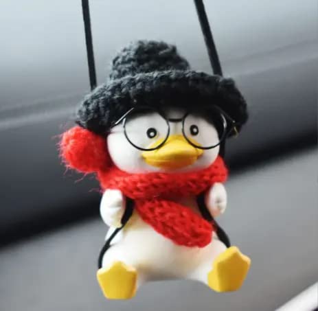 Auto Wonders Car Swing Duck Car Rearview Mirror Pendant Cute Car Interior Decoration Duck Hanging, Cool Car Hanging Accessories for Rear View Mirror (Style D)