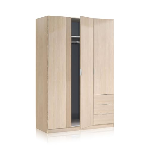 Armario de 3 puertas de diseño robusto modelo Hexa en roble para trajes y vestidos 6