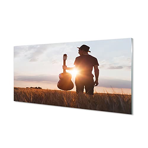 Guitare sur impression sur verre 100x50 cm pour salon et chambre