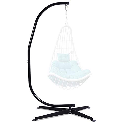 Safstar Hammock Chair Stand Only, Hanging Hommock Stand, Heavy-Duty Steel Stand Only, 330 Lbs Load Capacity, Only Hommock Swing Stand For Indoors & Outdoors Porch Patio Hanging Chair Swing (Black) #TOP17
