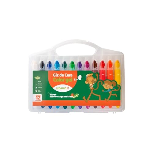 Giz de Cera Color Gel 12 Cores Und Leoeleo