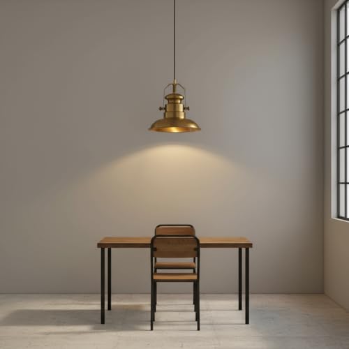 Image of Divine Trends Sailors Metal Pendant Hanging Light Antique Brass Finish | Hanging lamp for Living Room, Bedroom, Industrial Use | Pendant Light for Cafes, Restaurants, Hotels - Pack of 1