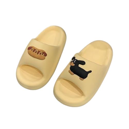 Women’s & Men’s Hot Dogs and Dachshunds Pattern Print Shower Slippers, Beach Sandals Pool Slides Non-Slip Indoor Bathroom Shoes(38/39 EU, Yellow)