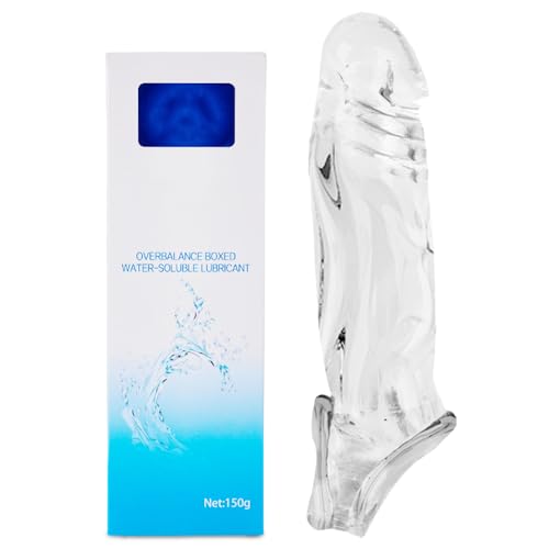 Qcpuuu Guaina Fallica, Guaina Pene Indossabili con Anello Pene, Guaina Allungamento del Pene Maschile, Eiaculazione Ritardata, Toys Sessuali per Coppie, Trasparente
