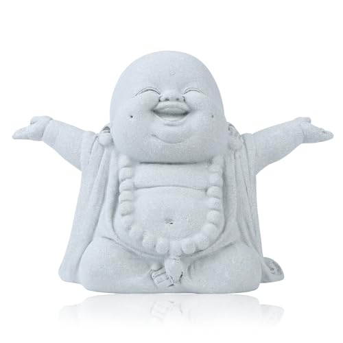 Estatua Buda Sonriente de Piedra de Arenisca para Decoración miniatura 1
