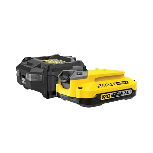 STANLEY FATMAX V20 Pack de Batterie 2,0 Ah et Chargeur 1,25 A, 18 V, SFMCB10D1-QW