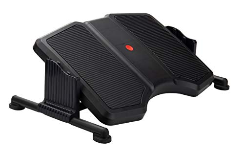 Mind Reader Active Adjustable Footrest for Under Desk, Ergonomic Tilting Design, Non-Slip Surface, Customizable Height Levels, Black