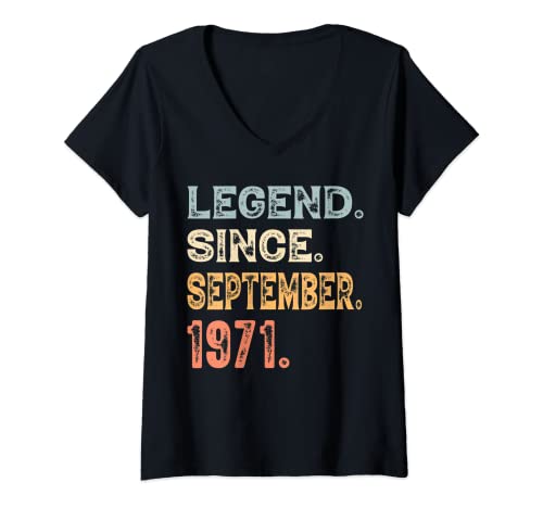 Mujer Las leyendas nacieron en septiembre de 1971 50 cumpleaños hombres mujeres Camiseta Cuello V