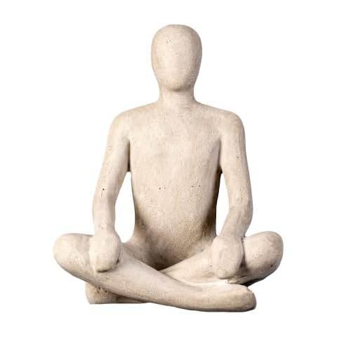 IDYL Moderne Skulptur Figur Sandsteinguss Sitting Man Crossed Legs Cover
