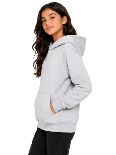 Image of Cloth Theory Girls Solid Cotton Fleece Hoodie | Soft Full Sleeve Hooded Sweatshirt with Kangaroo Pocket | Comfortable Casual Winter Wear for Girls | Stylish Everyday Pullover | 7-8 to 13-14 Years