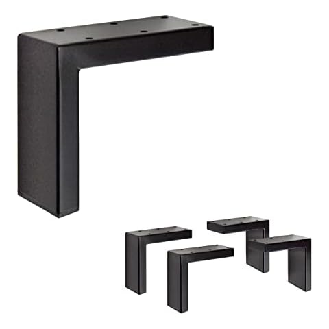 AKB Hardware Set of 4 Rectangular Steel L-Style Sofa Legs – Heavy Duty Metal Furniture Legs for Tables, Benches, and DIY Projects – Modern Design, Easy Installation (4-3/4"H Black) Cover