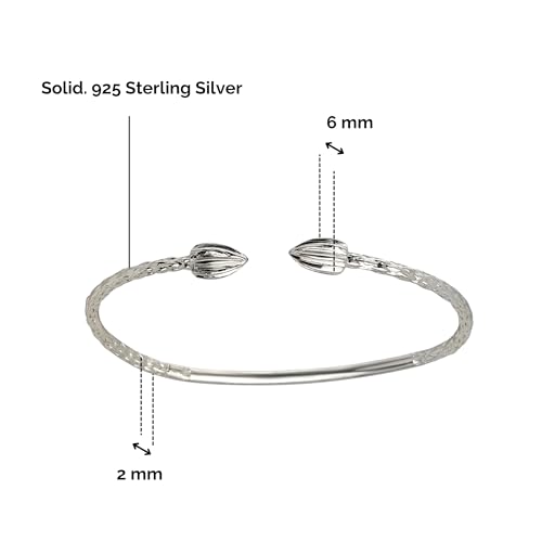 Cocoa Pods Ends .925 Sterling Silver West Indian Bangles Handmade Women Men Bracelets Caribbean Jamaican West Indies Gift Jewelry - PAIR (Made in USA)2