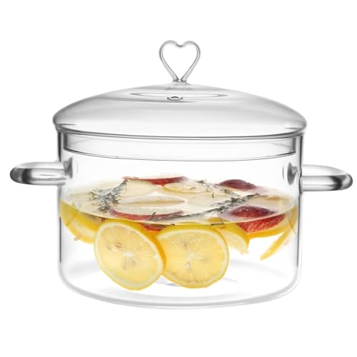 4L Glass Cooking Pot with Heart Shaped Lid