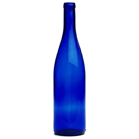 E.C. Kraus 750 mL Cobalt Blue Hock Wine Bottles, Cork Finish Cover