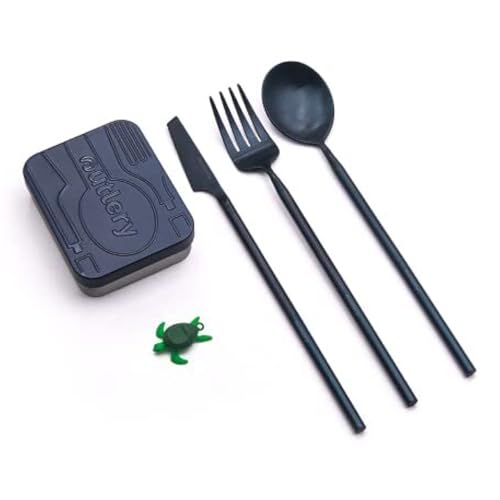 Set de Cubiertos Portátiles Outlery, Reutilizables y Fáciles de Limpiar, Incluye Funda de Viaje para Fácil Transporte, Cubiertos de Bolsillo