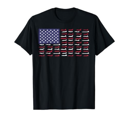 Bandera de Estados Unidos Aviones Mecánico 4 de Julio Piloto Hombres Mujeres Camiseta