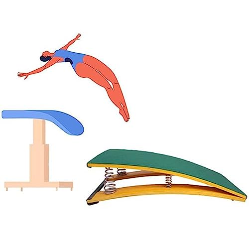 RENLXFI Gymnastics Springboard for Kids, Heavy Duty Pro Curved Spring Board with 4 Steel Spring & Jump Pad, Arts Springboard for Sports Club/Martial