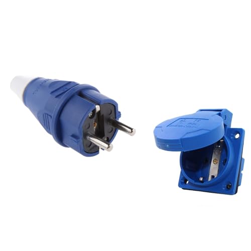 Image of 16A 2pin 250V Industrial Socket And Plug IP54 Germany Type French Type Plug And Socket (1Pair)