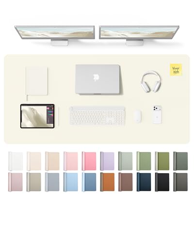 Image of YSAGi Leather Desk Pad Protector, Office Desk Mat, Large Mouse Pad, Non-Slip PU Leather Desk Blotter, Laptop Desk Pad, Waterproof Desk Writing Pad for Office and Home (Cream,55 inch x 24 inch)