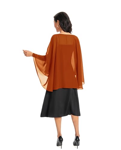 Image of Baoqiya Chiffon Capes Sheer Capelets Long Cape Poncho For Women Plus Size