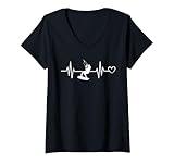 Photo Gallery donna kiteboarding silhouette kitesurf cuore battito cardiaco maglietta con collo a v Photo Gallery donna kiteboarding silhouette kitesurf cuore battito cardiaco maglietta con collo a v