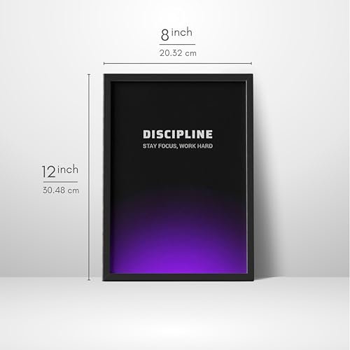 Image of Wall Framed Posters 8x12 inch Motivational Quotes Posters Discipline Photo Frame - Stay Focused, Work Hard - Inspirational Desk & Wall Decor for Home and Office