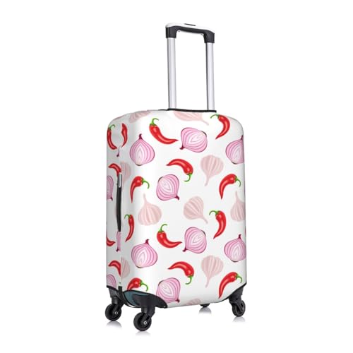 Onion Pattern Chili Luggage Cover Protector Anti-Scratch Washable Fits 18-32 Inch Luggage-X-Large3