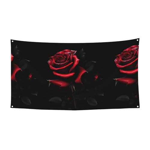 Colorido cartel de fiesta con estampado de rosas rojas, decoración de feliz cumpleaños para todas las edades