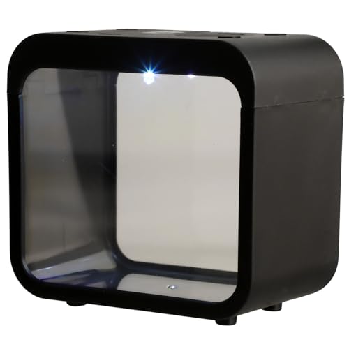 ULTECHNOVO Pequeño Tanque de Peces Betta – Caja Creativa de plástico para Peces Dorados – Kits de Acuario en Miniatura con iluminación LED para decoración de Acuario de Escritorio