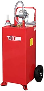 TUFFIOM 30 Gallon Gas Caddy With Wheels, Fuel Transfer Tank Gasoline Diesel Can Reversible Rotary Hand Siphon Pump, Fuel Storage Tank For Automobiles ATV Car Mowers Tractors Boat Motorcycle(Red)