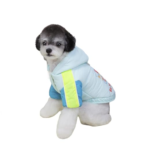 AttRex ペット服 犬服 秋冬 コート ジャケット ダウン かわいい ドッグウェア パーカー 小型犬 中型犬 暖かい 防寒 洋服 dカン付き 誕生日 贈り物 ペット用品 活動 散歩 (XL,ライトブルー)
