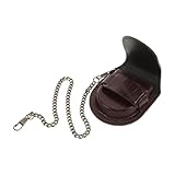 FRCOLOR レトロブラウン懐中時計ケース 耐久性ポーチ ベルト装着可 メンズ レディース用ヴィンテージ時計保護アクセサリー クォーツ機械式