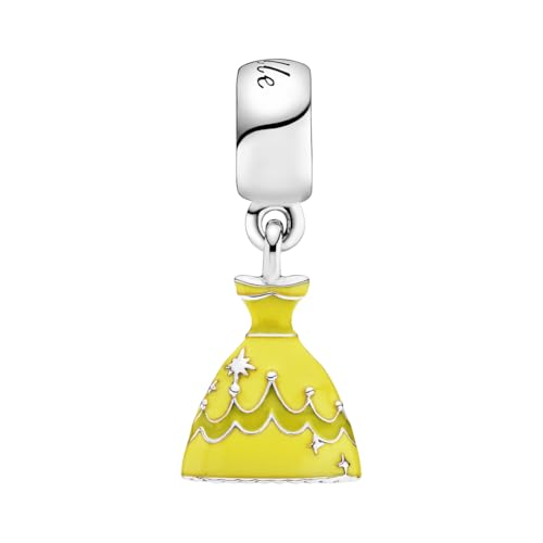 Bellelaro Cartoon Princess Charm Sterling Silver Enamel Dress Bead jewelry for Women European Bracelet Necklace3