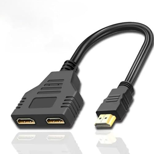 Auqewl HDMI Splitter 1 in 2 Out No Power Required Male to Dual Female HDMI Adapter 1080P@60Hz Plug and Play HDMI Switch for TV PC PS5 Xbox Projector