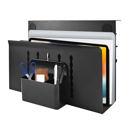JCRWXP 11.8 * 7.8 * 4.72 IN Colgante Lateral Soporte PC Bajo Mesa, Metal Accesorios Escritorio, con Portabolígrafos Soporte PC, Accesorios de Escritorio, Pupitre Pasacables (1)
