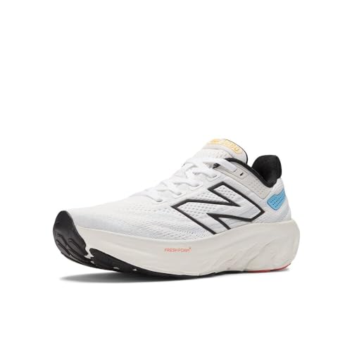 New Balance Fresh Foam X 1080 V13 Running Shoe, White/Coastal Blue/Ginger Lemon, 4 US Unisex Big Kid