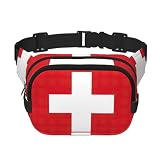 Swiss Flag print Men's Fanny Pack Adjustable Waist Belt, Zippered Pockets, Compact Lightweight Belt Bag