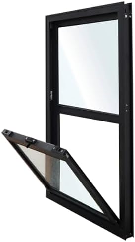 Aluminum Concession Window for Food Trucks - Sliding Awning Door, Sizes 30-100cm, Durable Alloy Design, Ideal for Food Trolleys and Outdoor Service,Black,40x150cm