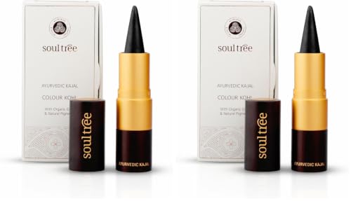 Image of SoulTree Ayurvedic Kajal | Pure Black 011 | Black Shade | Enriched with 100% Organic Ghee, Almond Oil & Camphor | Soothe, Cool & Nourish Eyes | Soothes, Cools, and Nourishes Eyes with Gentle Care 3gm