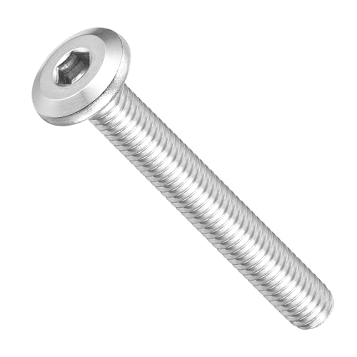 Image of METALLIXITY Flat Head Hex Socket Cap Screws Bolts(M6-1x45) 15Pcs, 304 Stainless Steel Hex Socket Furniture Bolts Screws - for Furniture Woodworking Project, Silver Tone