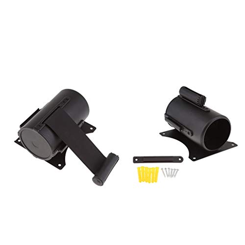 Preisvergleich Produktbild Shiwaki 2x 3m Personenleitsystem Absperrband Absperrgurt Einziehbar Gürtel Barriere zur Wandmontage, Schwarz