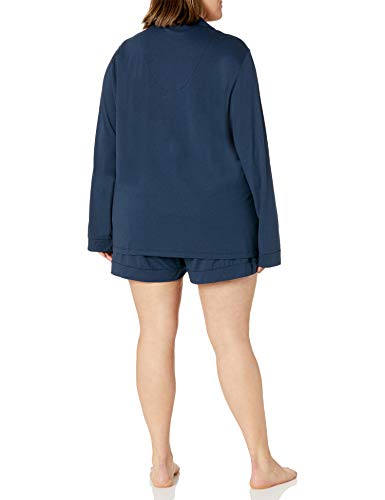 Cosabella Women's Bella Long Sleeve Top & Boxer Pajama Set, Navy/Navy, Medium #TOP2