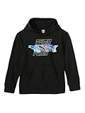 PUMA Boys' Logo Pullover Hoodie, Fleece Sweatshirt, Large Front Pocket, Black, L, Puma Black, Large