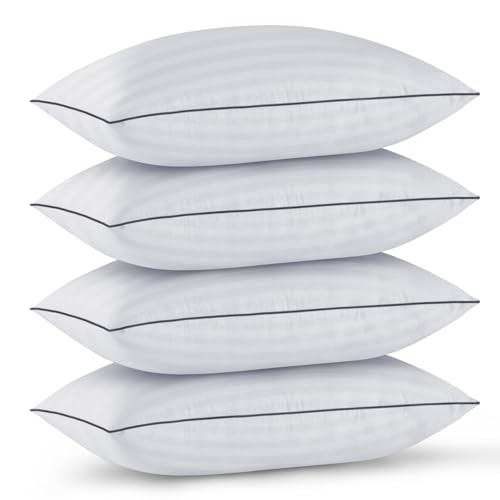 GOHOME Pillows Queen Size Set of 4 - Bed Pillows for Sleeping 4 Pack, Cooling Supportive Hotel Pillows with Premium Soft Down Alternative Fill for Side Stomach and Back Sleepers
