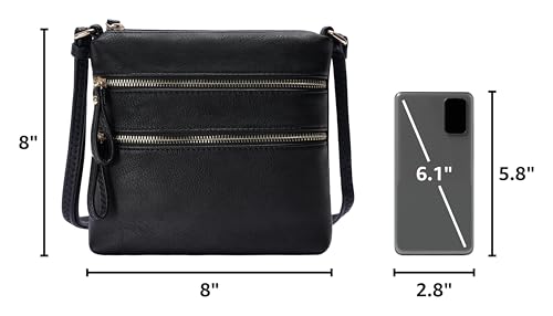 Image of Solene Small Multi Zipper Pocket Crossbody Bag with Adjustable Strap, Lightweight Travel Purse, Daily Small Messenger Pouch