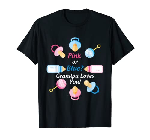Homme Chemise rose ou bleue « Grandpa Loves You Gender Reveal » T-Shirt