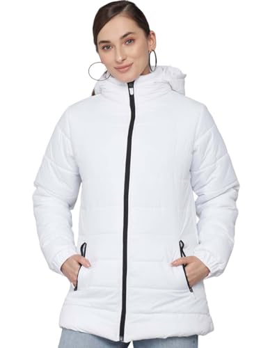 Image of KOTTY Women's Full Sleeve Zipper Fur Hooded Neck Puffer Jacket