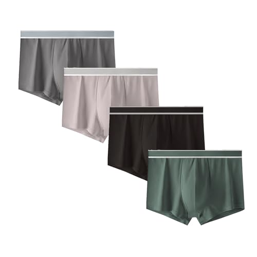 4 Pack Underpants for Men Cotton Solid Color Quick Dry Boxer Briefs Underwear,Big and Tall Lounge Shorts,Comfortable