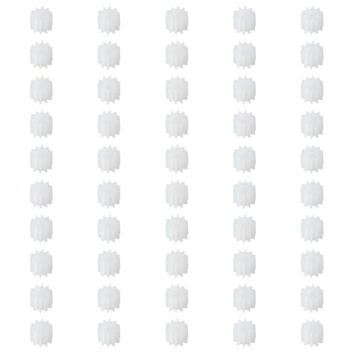 FEIYING 50pcs Plastic Gears White,Plastic Worm Gears, 102A Reduction Gear for DIY Cars, Robots