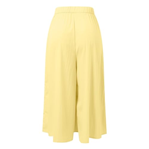 Women Summer Flowy Pants High Elastic Waisted Vacation Beach Palazzo Pants Wide Leg Lightweight Baggy Casual Trousers4